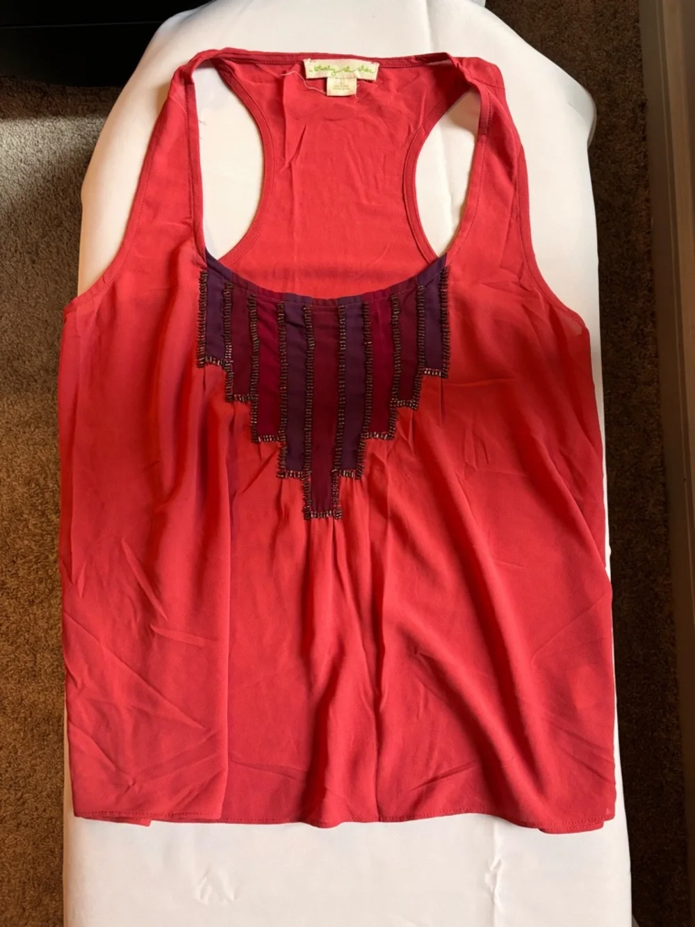 Staring at Stars by Anthropologie| Beaded Coral Tank – Size S - Picture 2 of 8